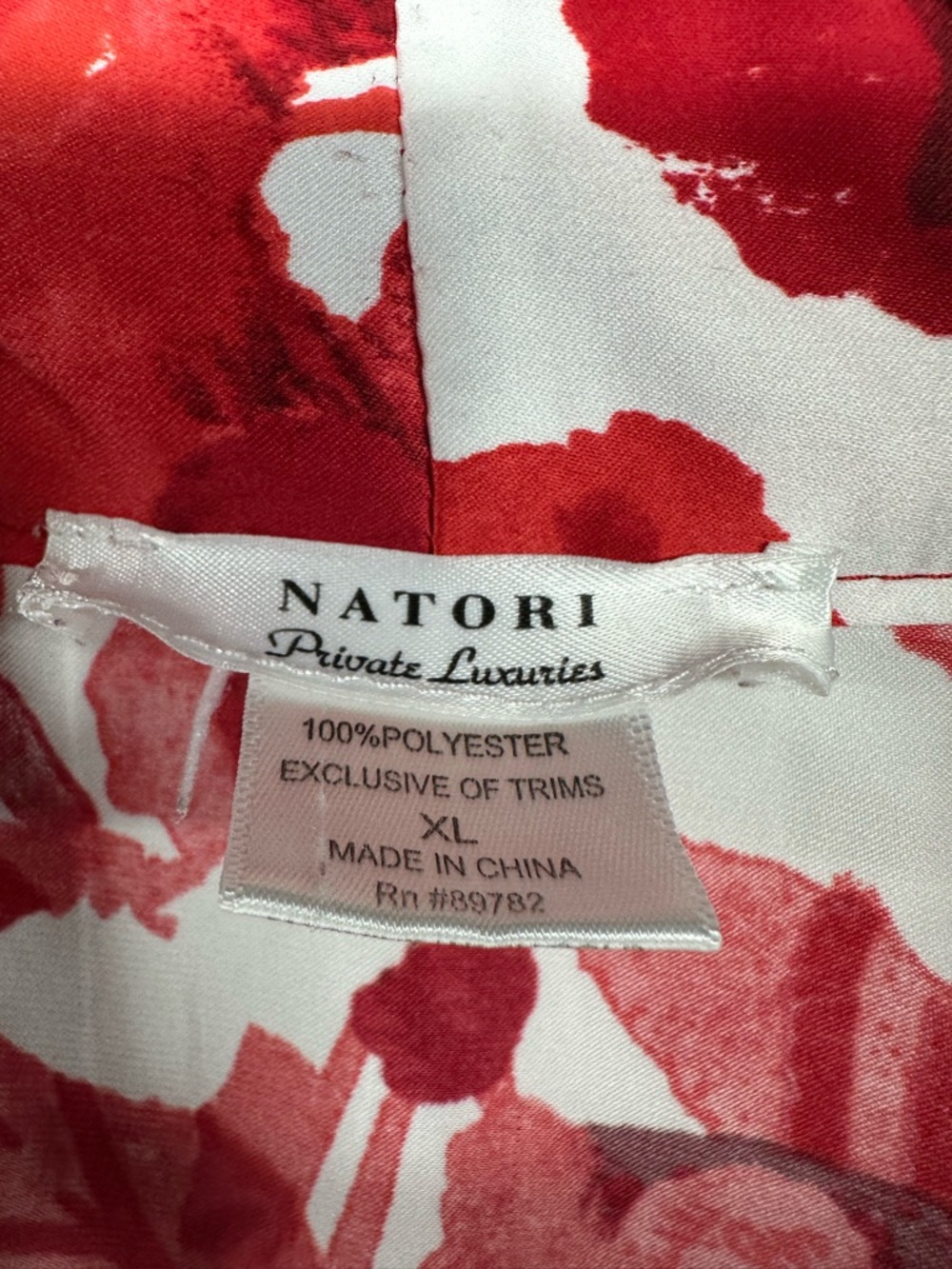 Natori Robe‎ Long Satin Wrap Floral Red White Gold Kimono Maxi Belted Pockets XL - Picture 4 of 7